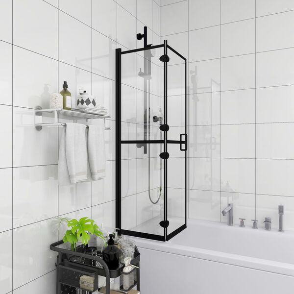 vidaXL Folding Shower Enclosure ESG 80x140 cm Black