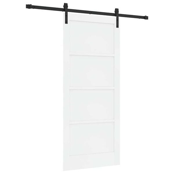 vidaXL Sliding Door White and Black 86 x 198.5 cm Solid Pine Wood