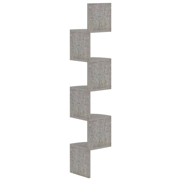 vidaXL Wall Corner Shelf Concrete Grey 19x19x123 cm Engineered Wood