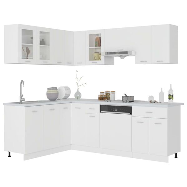 vidaXL 11 Piece Kitchen Cabinet Set Lyon White Engineered Wood