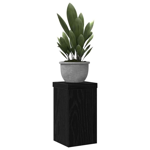 vidaXL Plant Stand 2 pcs Black Oak 10 x 10 x 18 cm Engineered Wood