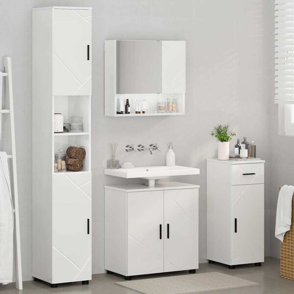 vidaXL Bathroom Furniture Set with Drawer 4 pcs High Gloss White