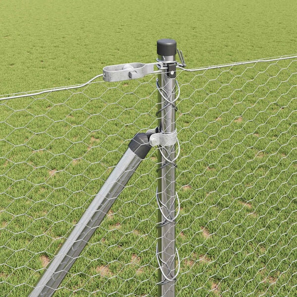 vidaXL Fence with Posts Silver 1.2 x 50 m PVC-coated steel