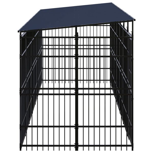 vidaXL Outdoor Dog Kennel with Roof Steel 12.9 m&sup2;