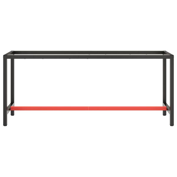 vidaXL Work Bench Frame Matte Black and Matte Red 190x50x79 cm Metal
