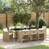 vidaXL Garden Dining Set 9 pcs Beige Poly Rattan