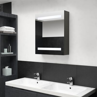 vidaXL LED Bathroom Mirror Cabinet Anthracite 50x14x60 cm
