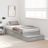 vidaXL Storage Bed Frame with Drawer Grey Sonoma 90 cm Engineered Wood