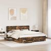 vidaXL Bed Frame with Drawer Smoked Oak 200 x 200 cm Engineered Wood