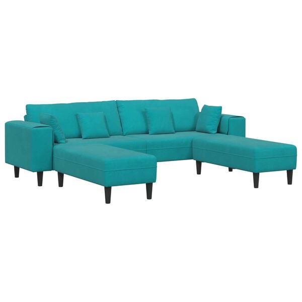 vidaXL Sofa with Cushion 3 pcs Turquoise Velvet