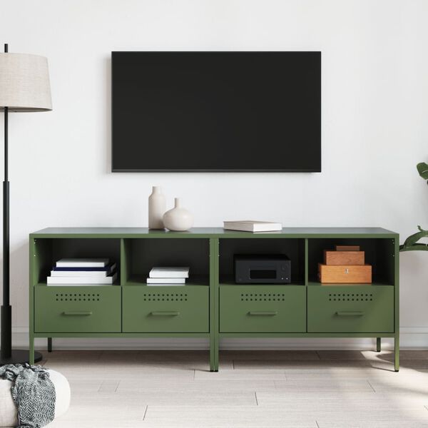 vidaXL TV Cabinets 2 pcs Olive Green 68x39x50.5 cm Steel