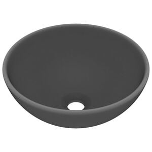 vidaXL Luxury Bathroom Basin Round Matt Dark Grey 32.5x14 cm Ceramic