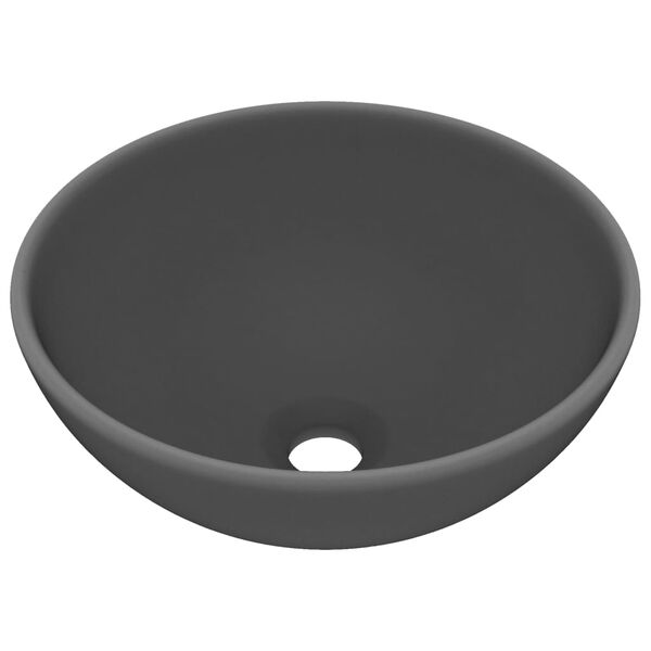 vidaXL Luxury Bathroom Basin Round Matt Dark Grey 32.5x14 cm Ceramic