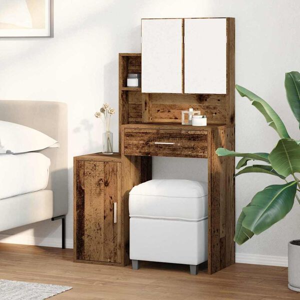 vidaXL Dressing Table Old Wood 80 x 35 x 132 cm Engineered wood