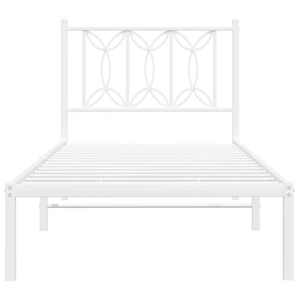 vidaXL Metal Bed Frame without Mattress with Headboard White 90x190cm