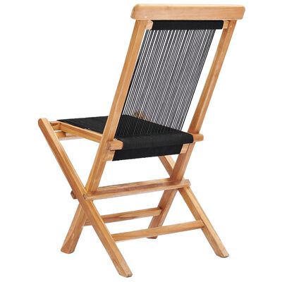 vidaXL Folding Garden Chairs 2 pcs Solid Teak Wood and Rope