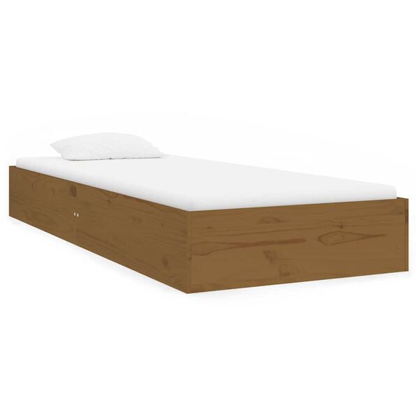 vidaXL Bed Frame without Mattress Honey Brown Solid Wood 75x190 cm Small Single