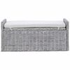 vidaXL Storage Bench with Cushion White Wash 110 x 40 x 50 cm Rattan