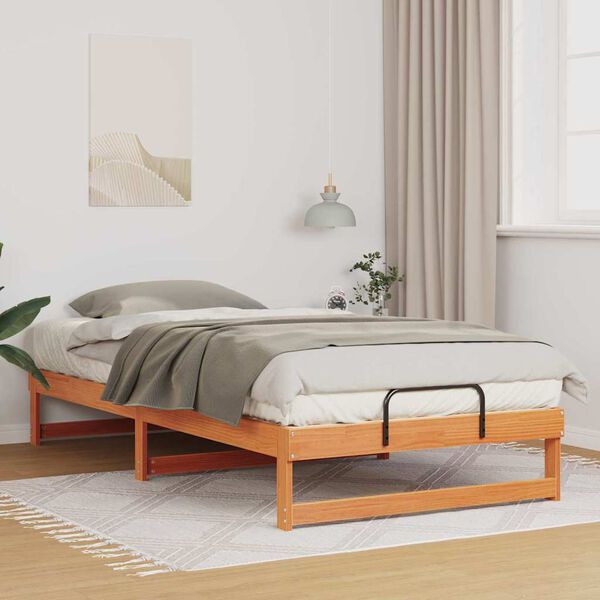 vidaXL Bed Frame Brown 100 x 210 cm Solid Pine Wood