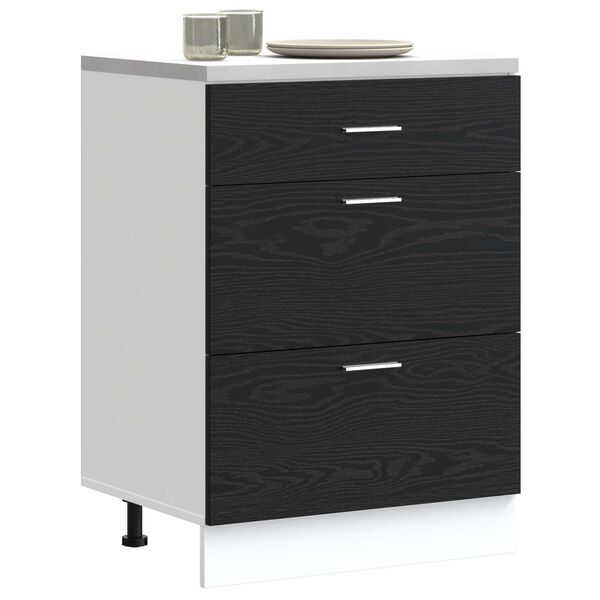 vidaXL Kitchen Base Cabinet with Drawer Black Oak 60 x 46 x 81.5 cm