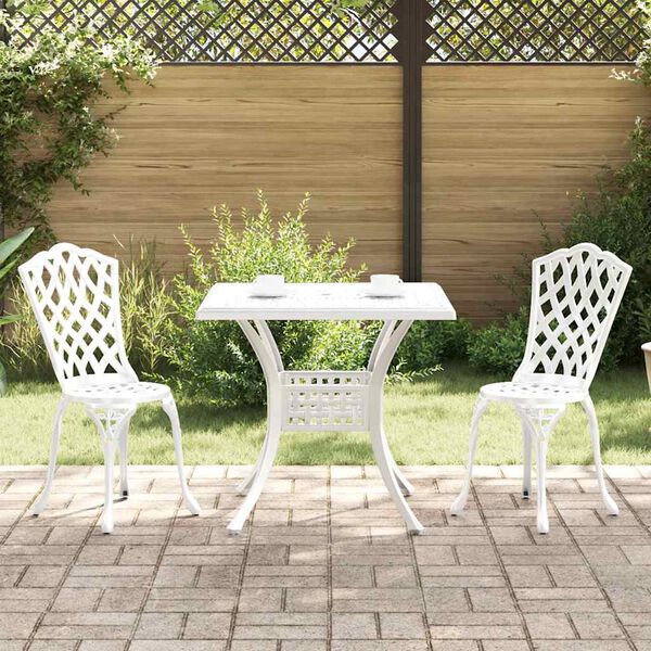 vidaXL Garden Table Set 3 pcs White Cast Aluminium
