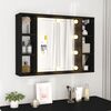 vidaXL Mirror Cabinet with LED Black 76x15x55 cm