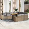 vidaXL 10 Piece Garden Sofa Set with Cushions Beige Poly Rattan Acacia