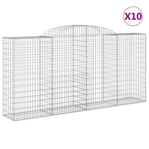 vidaXL Arched Gabion Baskets 10 pcs 300x50x140/160 cm Galvanised Iron