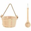 vidaXL Sauna Bucket 2 pcs Brown Solid Pine Wood and Hemp