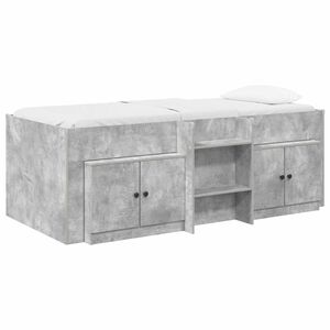 vidaXL Loft Bed Frame with Cabinet 3 pcs Concrete Grey Engineered Wood