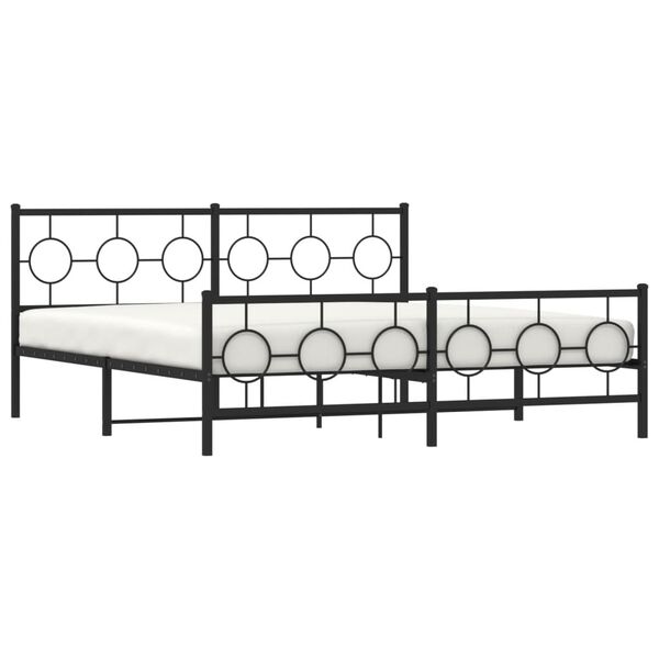 vidaXL Metal Bed Frame without Mattress with Footboard Black 180x200cm