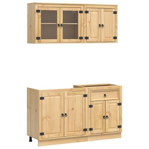 vidaXL Cabinet with Shelf SKI 4 pcs Honey Brown Solid Pine Wood