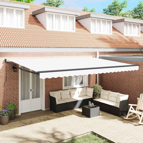 vidaXL Retractable Awning White 500 x 300 cm Fabric and Metal