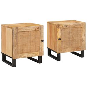 vidaXL Bedside Cabinet 2 pcs Natural 40 x 33 x 46 cm
