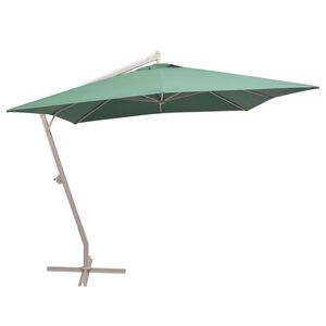 vidaXL Hanging Garden Parasol 300x300 cm Green Aluminium Pole