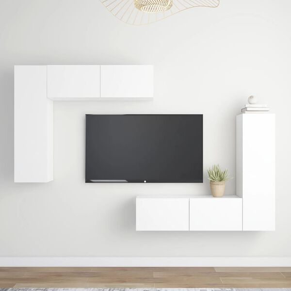 vidaXL 4 Piece TV Cabinet Set White Engineered Wood