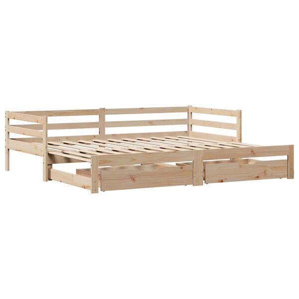 vidaXL Daybed with Trundle and Drawers without Mattress 90x200 cm