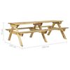 vidaXL Picnic Table with Benches 220x122x72 cm Impregnated Pinewood