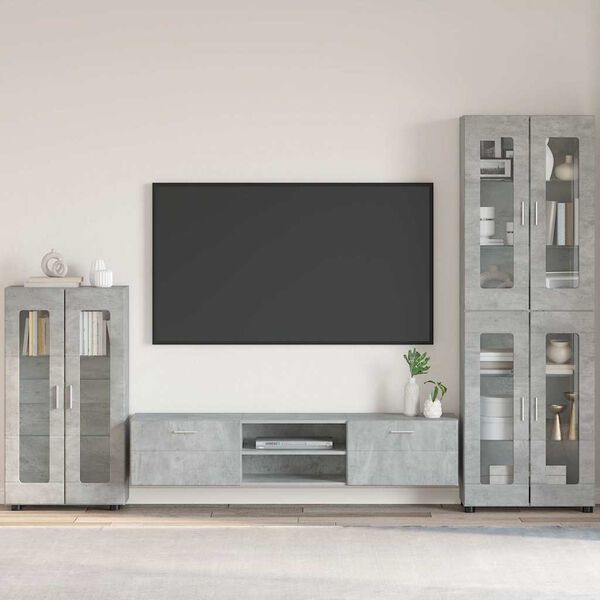 vidaXL Sideboard with Shelf FLORIN Concrete Grey 55.5 x 29 x 103 cm