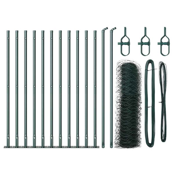 vidaXL Fence Post Green 25 x 0.6 m (36 mm mesh) Steel and PVC