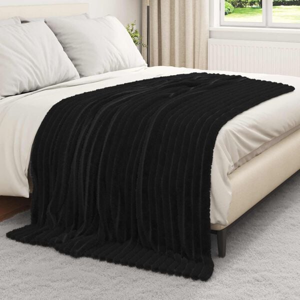 vidaXL Throw Blanket Black 200 x 150 cm Fleece