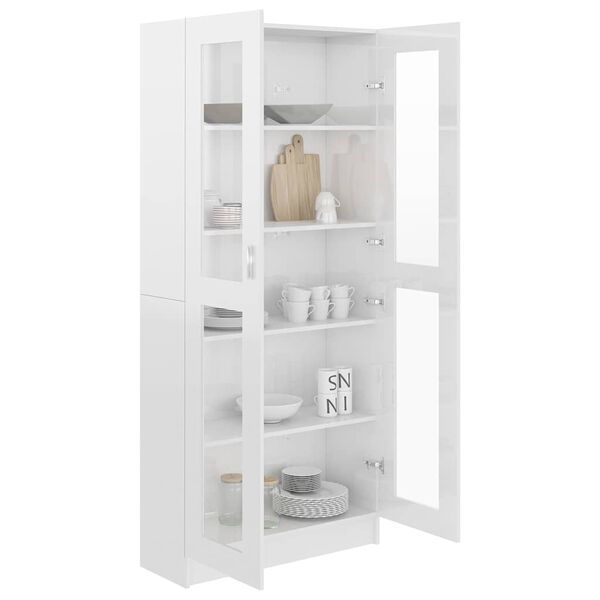 vidaXL Vitrine Cabinet High Gloss White 82.5x30.5x185 cm Engineered Wood