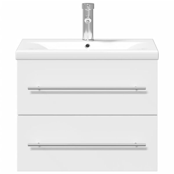 vidaXL Bathroom Sink Cabinet with Built-in Basin White