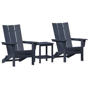 vidaXL Garden Chair 3 pcs Navy Polyethylene