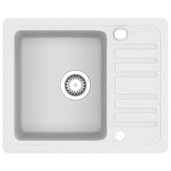 vidaXL Granite Kitchen Sink Single Basin White