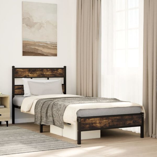 vidaXL Bed Frame without Mattress with Headboard Sonoma Oak 100x190 cm