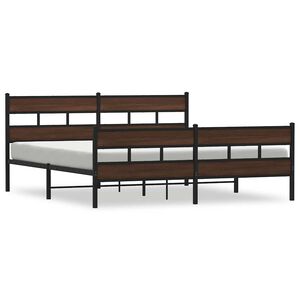 vidaXL Metal Bed Frame without Mattress Brown Oak 183x213 cm