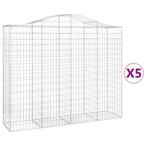 vidaXL Arched Gabion Baskets 5 pcs 200x50x160/180 cm Galvanised Iron