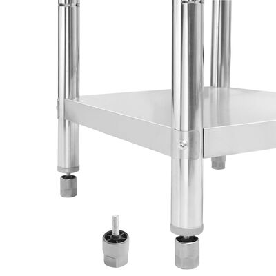 vidaXL Kitchen Work Table with Backsplash 60x60x93 cm Stainless Steel