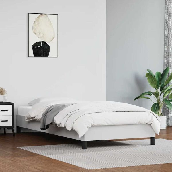 vidaXL Bed Frame without Mattress White 90x190 cm Single Single Faux Leather